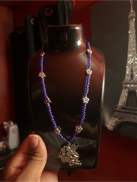 Jewelry - Purple Beaded Fairy Pendant Necklace - Women Jewelry